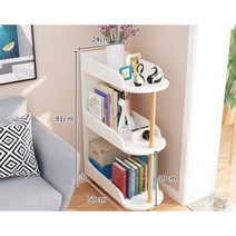 좁은 폭 스탠드 틈새 선반 책꽂이 자녀방 꾸미기, 3단 화이트(24cm)