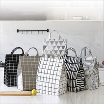 직장인 도시락가방 보온 백 런치백 피크닉 이유식 보냉 가방 자주, 체크화이트