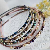 비즈 헤어밴드 큐빅 머리띠 단발머리 앏은