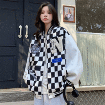 월드모찌 남녀공용 보드체크 스타디움 야구점퍼