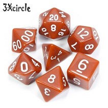 보드 게임 주사위 블랙 블루 잉크 색상 7pcs 불투명 주사위 세트 d4d6d8d10d10d12d20 다면체 오지 dnd rpg 보드 게임, 초콜릿