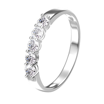 aeaw 14k 화이트 골드 0.1ct 3mm 총 0.5ctw df 라운드 컷 약혼 웨딩 moissanite lab Grown diamond band ring for women