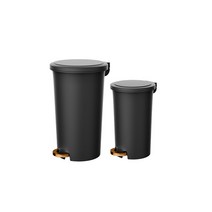 씨에스리빙 시그니처 페달 휴지통 원형 10L + 20L, 골드블랙