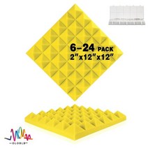 음향사운드디퓨저 판넬 베이스트랩 방음 흡음 스피커흡음판 방음재 103910, High Density_24 Pcs With Tapes, Yellow