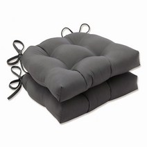Pillow Perfect 실외/실내 요새 캔버스 차콜 대형 의자 패드 43.2cm x 44.5cm17인치 17.5인치 그레이 2개입 USA 미국, 15.5