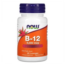 나우푸드 비타민 B-12 5000mcg 60로젠지 Now Foods Vitamin B-12, 60정, 1개