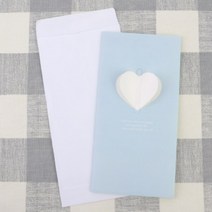 축하 선물 카드 연하장 제작 편지 감사장 리본 핑크, 하트 - 블루