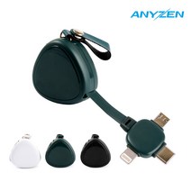 애니젠 릴타입 휴대용 케이블 3in1 고속 충전 데이터 전송 AC-R301, 블랙