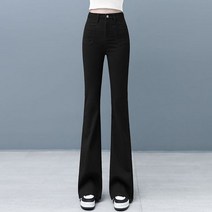 레스코드 ootj바지 여성용 플레어 진 루즈 데님 팬츠 스트레이트 하이 웨이스트 스트레치 봄 가을 단색 여성 패션 스트리트웨어