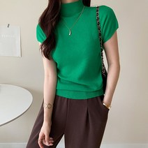 데일리앤 여성 소프트 반목 캡소매 니트 티셔츠 피베