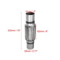 X Autohaux 51mm 58mm 65mm 76mm 스테인레스 스틸 자동차 머플러 배기 유연한 파이프 튜브 범용 조인트 범용, 51x152x252mm