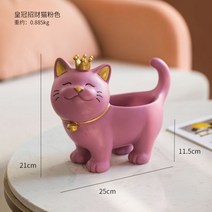장식품 선물 센스있는 집들이 친구 신혼부부 카페 개업부엉이 원룸 코끼리 거북이 거실 이사 소품 돼지 인테리어 사무실이전, 크라운 럭키 캣 핑크