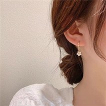 르누벨 14K 스위트 플라워 태슬 심플 귀걸이 꽃 펜던트 로즈골드 여성 귀걸이