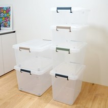 투명 리빙박스 옷보관 소품정리함 40~120리터, 65L, 샌드베이지, 3개