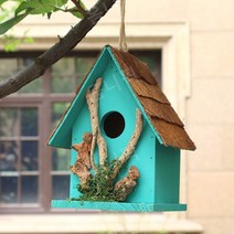 야외새장 나무 새둥지 새집 원목 앵무새 둥지 사육장, 파란색 갈색 상단 새 둥지