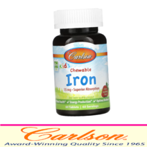 칼슨 철분제 미네랄보충 Iron 15mg 키즈 철분 인공보존제 글루텐무함유 딸기맛 츄어블 [60정*1병]