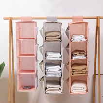씨커머스 행잉 오거나이저 걸이형 옷장 수납함 행거정리함 4단 측면포켓, 핑크