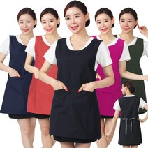 레뷰가운 WAE216 앞뒤 끈묶음 원피스앞치마 카페 식당 주방 서빙 바리스타 앞치마, WAE216 카키, 1개