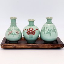 외국인 친구 선물 한국 전통 공예 도자기 청자 3p세트 미니 기념품, 미니 청자 3p세트 + 나무판