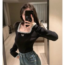 채윤러브 chaeyoon love 슬림핏 캐주얼 부드러운 여성 이너 탑 긴팔 티셔츠