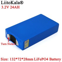 인산철배터리팩 3.2V 24Ah 배터리 팩 LiFePO4 인산염 대용량 24000mAh 오토바이 자동차 모터 수정 + 턴 니, 한개옵션0