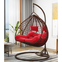 라탄그네의자 실내 가정용 야외 정원 등나무의자 행잉체어 흔들의자, 싱글 확대 팔걸이 모델