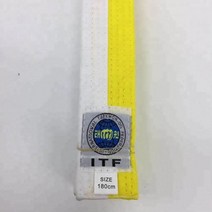 태권도 발차기미트 태권도복 전문가용 10 가지 색상 ITF 승인 벨트 가라테 유도 더블 랩 무술 스트라이프 스포츠, 180cm, 05 White-Yellow