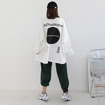 애플망고샵 기모 겨울 동그라미 빅사이즈 오버핏 롱박스티