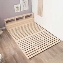 에넥스 본 삼나무 원목 침대 깔판+헤드 SET(Q)-매트리스 불포함, 내추럴