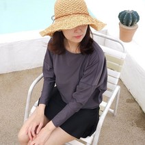 이지고 여성 가오리핏 오버핏 래쉬가드 상의 루즈핏 빅사이즈 국내산, 챠콜