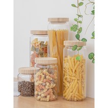 원목뚜껑 내열유리 파스타면 밀폐용기, 1200ml
