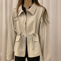 코튼 스트링 무드 견장 자켓