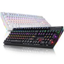 COX CK777 V광축 완전방수 교체축 사이드 RGB 게이밍 기계식키보드, 화이트/클릭