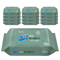 스카트 에코 종이 물티슈 70매 100% 천연펄프, 13팩