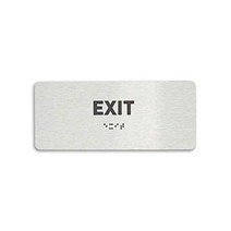 Exit Identification Sign - ADA Compliant Sign Raised Icons Raised Braille Brushed Aluminum TCO I, 1