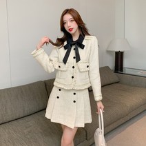 여성 수입보세 명품스타일 투피스 트위드 세트 결혼식 돌잔치 하객패션 모임룩GT606