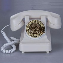 돌리는전화기 일반 집 옛날전화기 빈티지 회전판 회전식 다이얼 레트로 전화 회전 전화 사무실 홈 호텔 기계식 링 유선 전화, 흰색