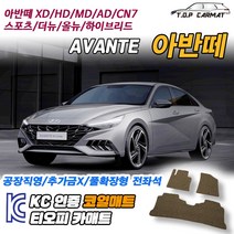 현대 아반떼 전차종 XD HD MD AD 더뉴 올뉴 하이브리드 스포츠 확장형 코일매트 차량용 바닥매트, 실내전좌석(1열+2열), 레드, 아반떼 HD 하이브리드 [2006.05~2010.08)