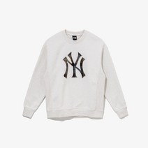 뉴에라 2022 체크 로고 뉴욕 양키스 맨투맨 오트밀