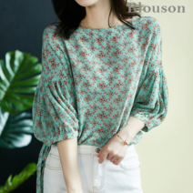 블루종세일 한정수량/패플단독 블루종 벌룬소매 플라워 블라우스 2종택일_B2107BL603B