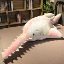 바디필로우 사각 롱 쿠션 바디플로우 애착 인형 성인 왕 베개 배게 고양이 u자형 긴 안고자는 큰 140cm 크리 에이 티브 톱니 상어 플러시 장난감 부드러운 만화 입 물고기 침대, 95cm, 분홍
