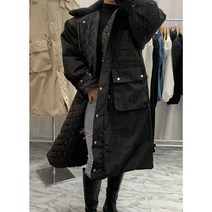 와이샵 / 남녀공용 하이넥 양털 누빔 오버핏 롱야상패딩