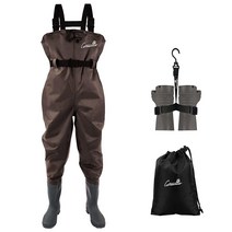 GREENWATER 남성용 여성용 낚시 가슴 웨이더 부츠 포함 방수 2겹 나일론 PVC 경량 부츠풋 사냥용 초록색. _227673, M9/W11, Brown