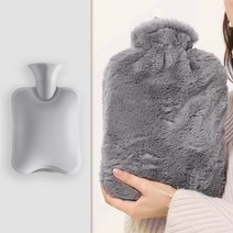 바디랭귀지 고밀도 극세사 보온 물주머니 찜질팩 커버 세트 1L 2L, 그레이 1L, 1개