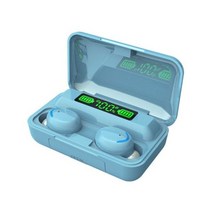 F9 블루투스 이어폰 TWS 헤드폰 무선 헤드셋 마이크 포함 3000mAh 충전 박스 스테레오 인이어 이어 이어 버드 스포츠, light blue