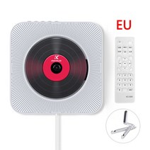 벽걸이cd플레이어 휴대용 시디플레이어 cd플레이어 벽걸이 형 CD 플레이어 서라운드 사운드 FM 라디오 블루투스 USB MP3 디스크 음악 원격 제어 스테레오 스피커, [08] White EU Plug