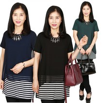 노브패리스 빅사이즈 여성의류 S426라인쉬폰반팔 55에서100사이즈 여름 체형커버 여자 할머니 모임 데일리 빅사이즈 큰옷 외출룩 라운드 롱티셔츠 이중쉬폰