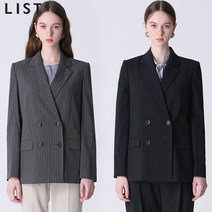 리스트 스트라이프 더블 브레스트 재킷_TWSJKL50030_DN
