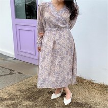 셀러허브(잡화) 여자 여리여리 컬러 나염 셔링 랩 롱원피스