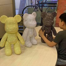 테디베어 DIY 보석 비즈 십자수 키트 곰인형 중형, 보라색 AB  DIY 재료 팩 53cm
